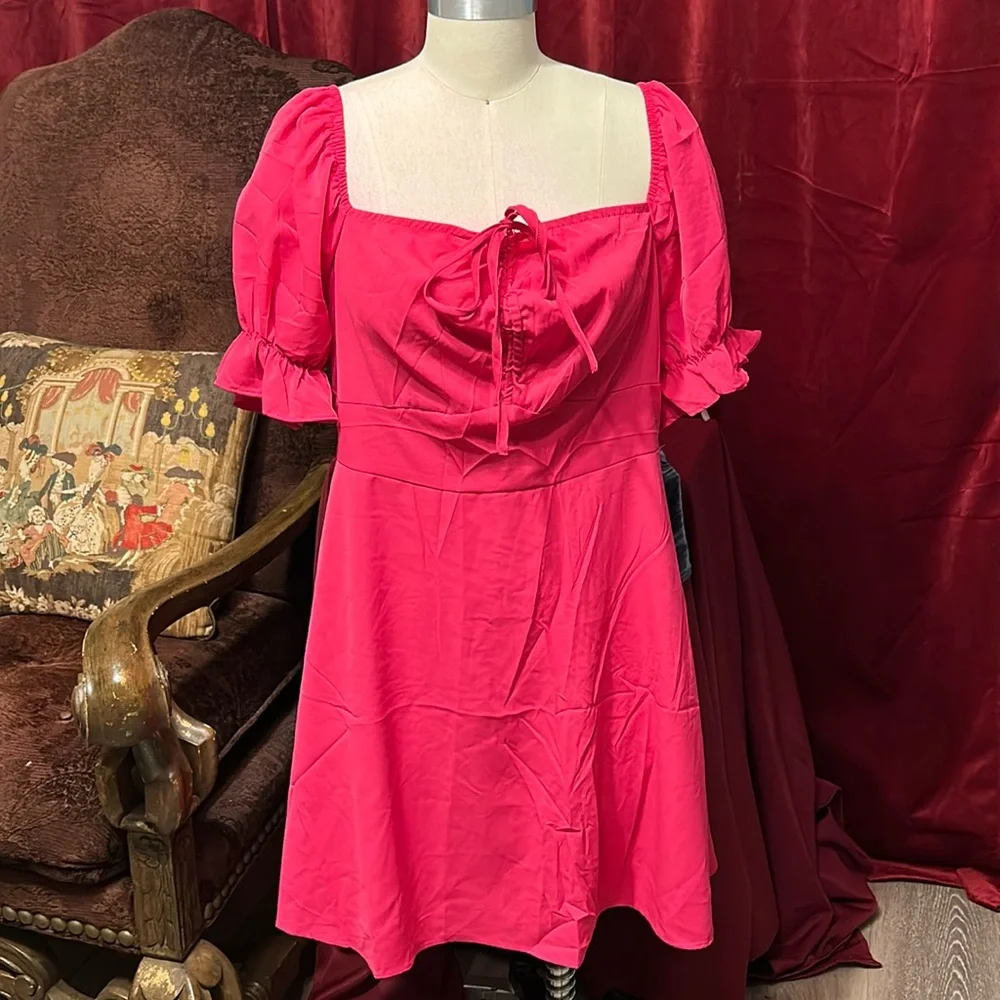 Hot Pink Spring & Summer Dress with Bow Detail - Picture 6 of 11